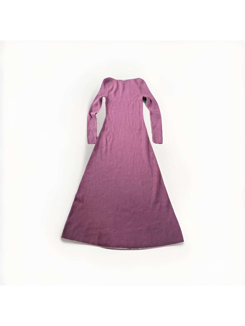 Open Edit Ribbed Knit Long Sleeve Midi Dress Bodycon Size Small